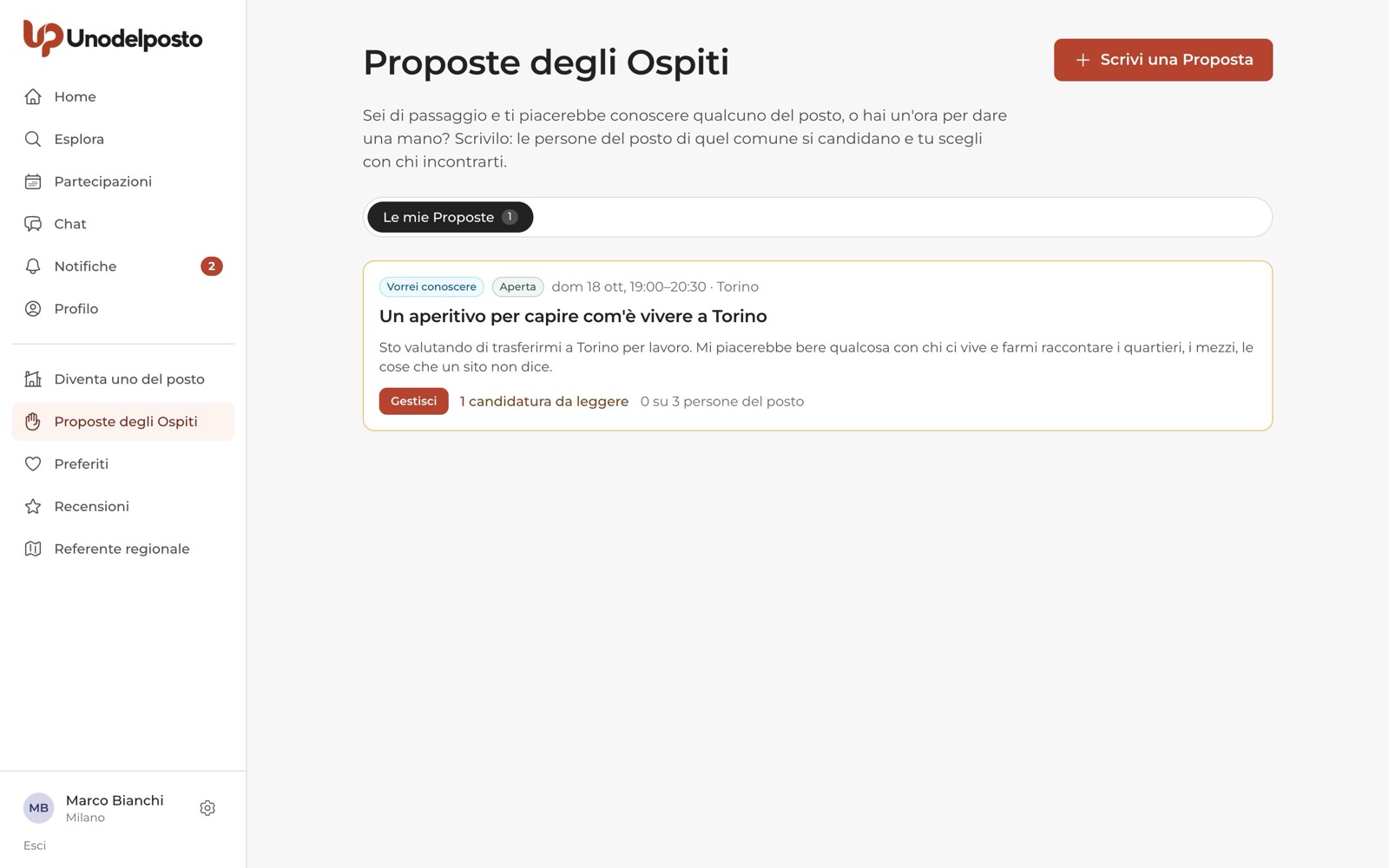 «Le mie Proposte»: una Proposta aperta con una candidatura da leggere.