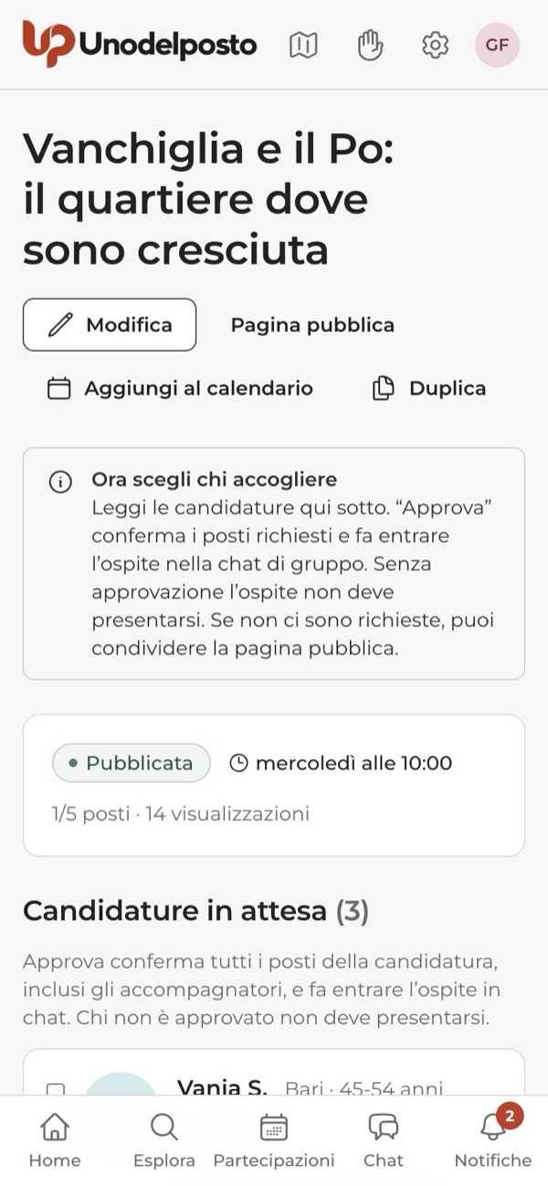 La stessa pagina Gestisci dal telefono.